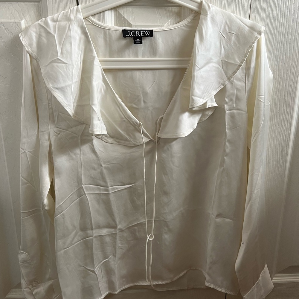 JCrew Goldie Top in Ivory satin SIZE XS NWOT - Picture 2 of 4